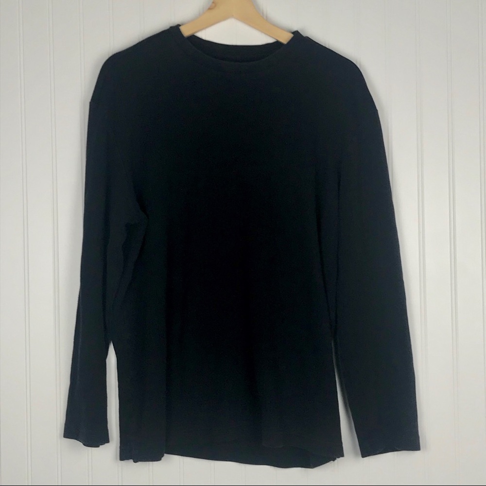 John Ashford Black Ribbed Long Sl. Crew Neck Shirt